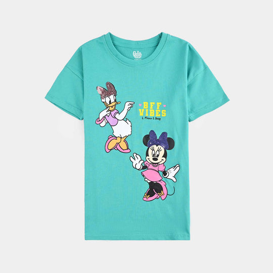 Girls Cotton Jersey T-Shirt H/S Bff Vibes-Turquoise