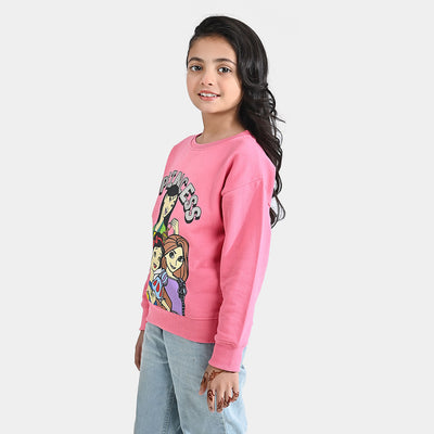 Girls Cotton Terry Sweatshirt Princess-Pink