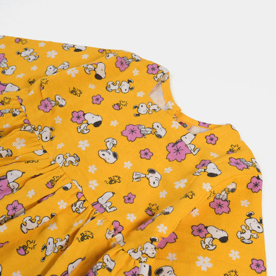 Girls Flannel Co-ord Set Snoopy Flower-Citrus