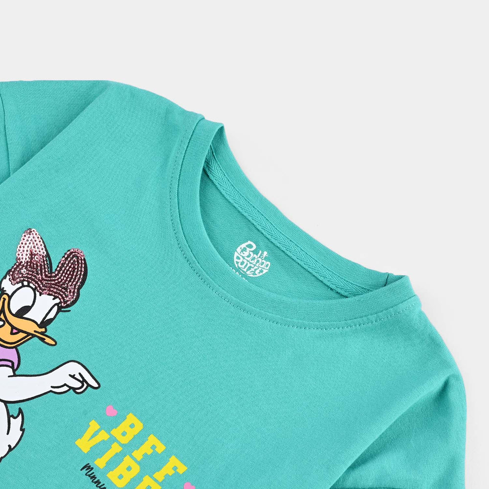 Girls Cotton Jersey T-Shirt H/S Bff Vibes-Turquoise