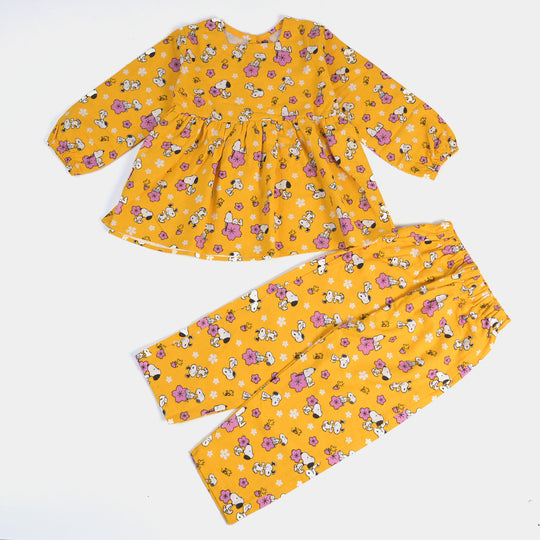 Girls Flannel Co-ord Set Snoopy Flower-Citrus