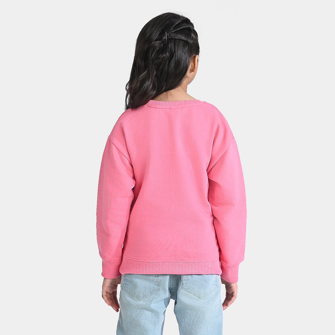 Girls Cotton Terry Sweatshirt Princess-Pink