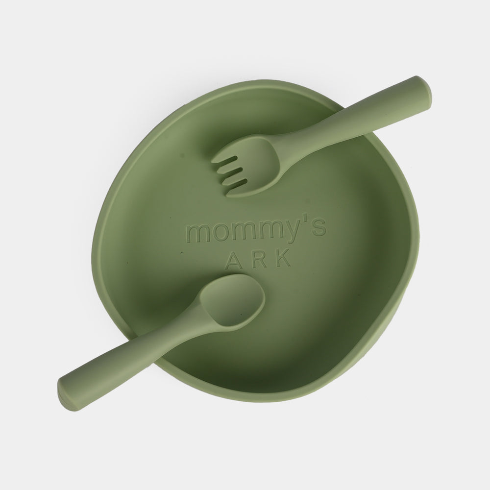 Baby Silicone Plate with Fork & Spoon Set