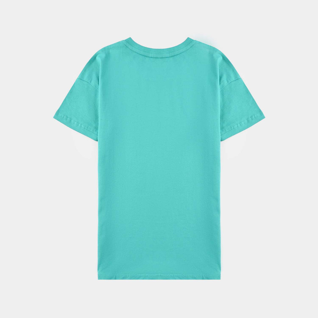 Girls Cotton Jersey T-Shirt H/S Bff Vibes-Turquoise