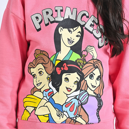 Girls Cotton Terry Sweatshirt Princess-Pink