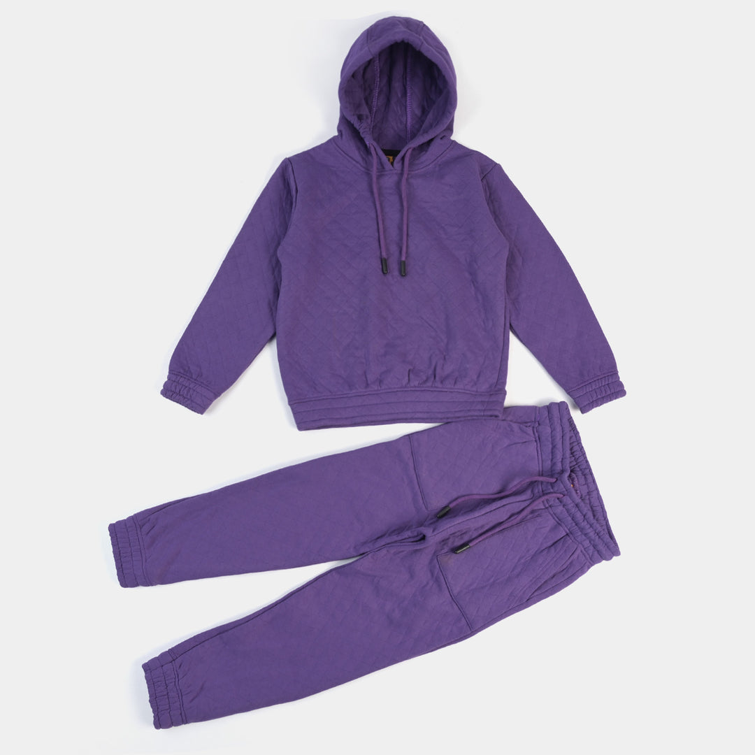 Girls Fleece 2-Piece Suit Quilted-Purple