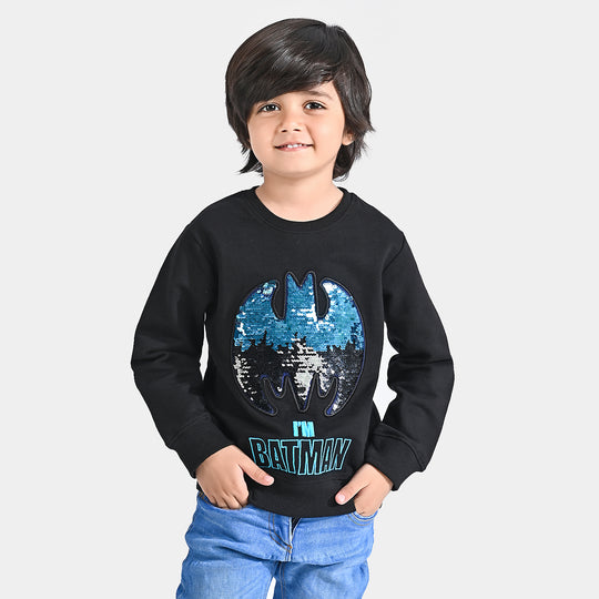 Boys Cotton Terry Sweatshirt-Jet Black