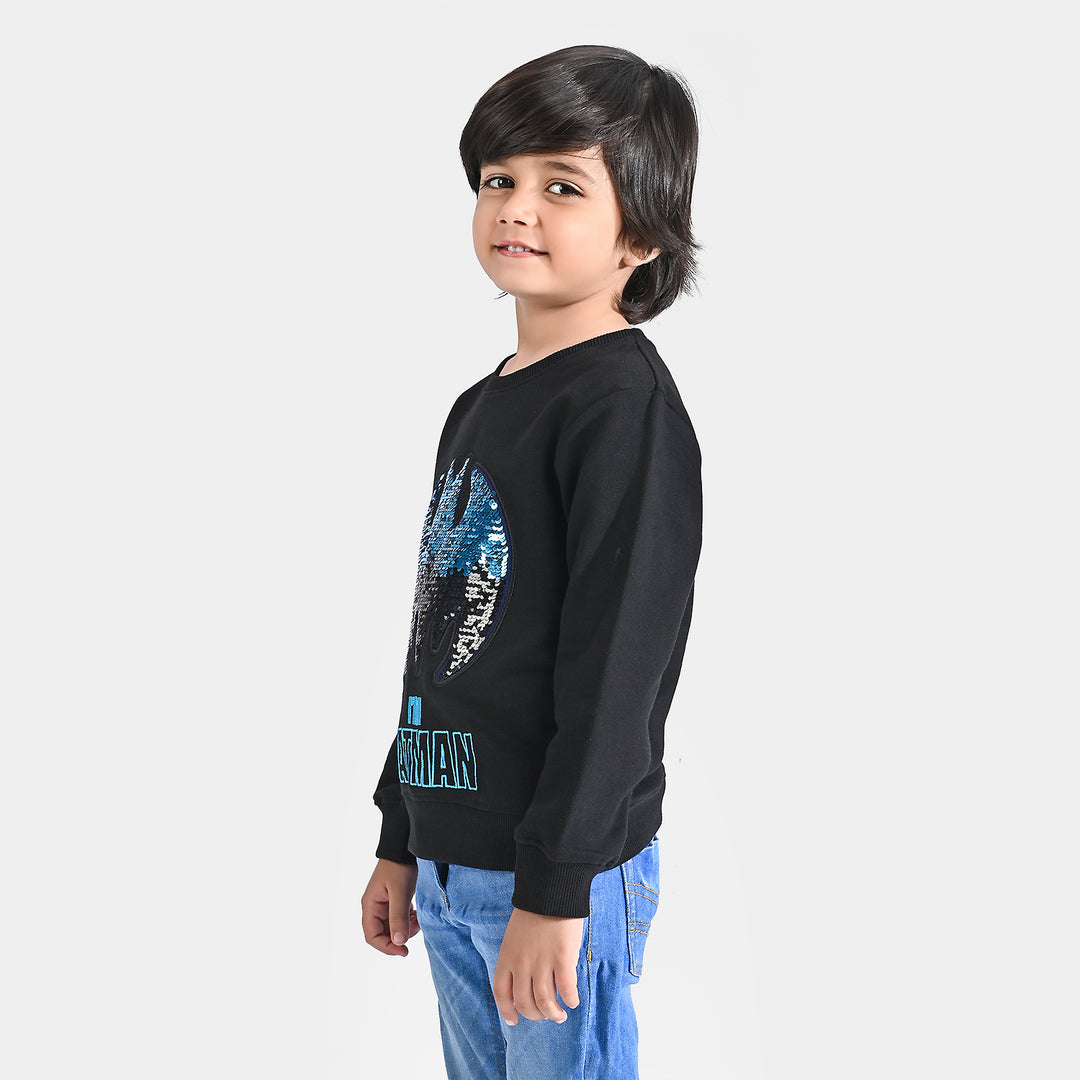 Boys Cotton Terry Sweatshirt-Jet Black