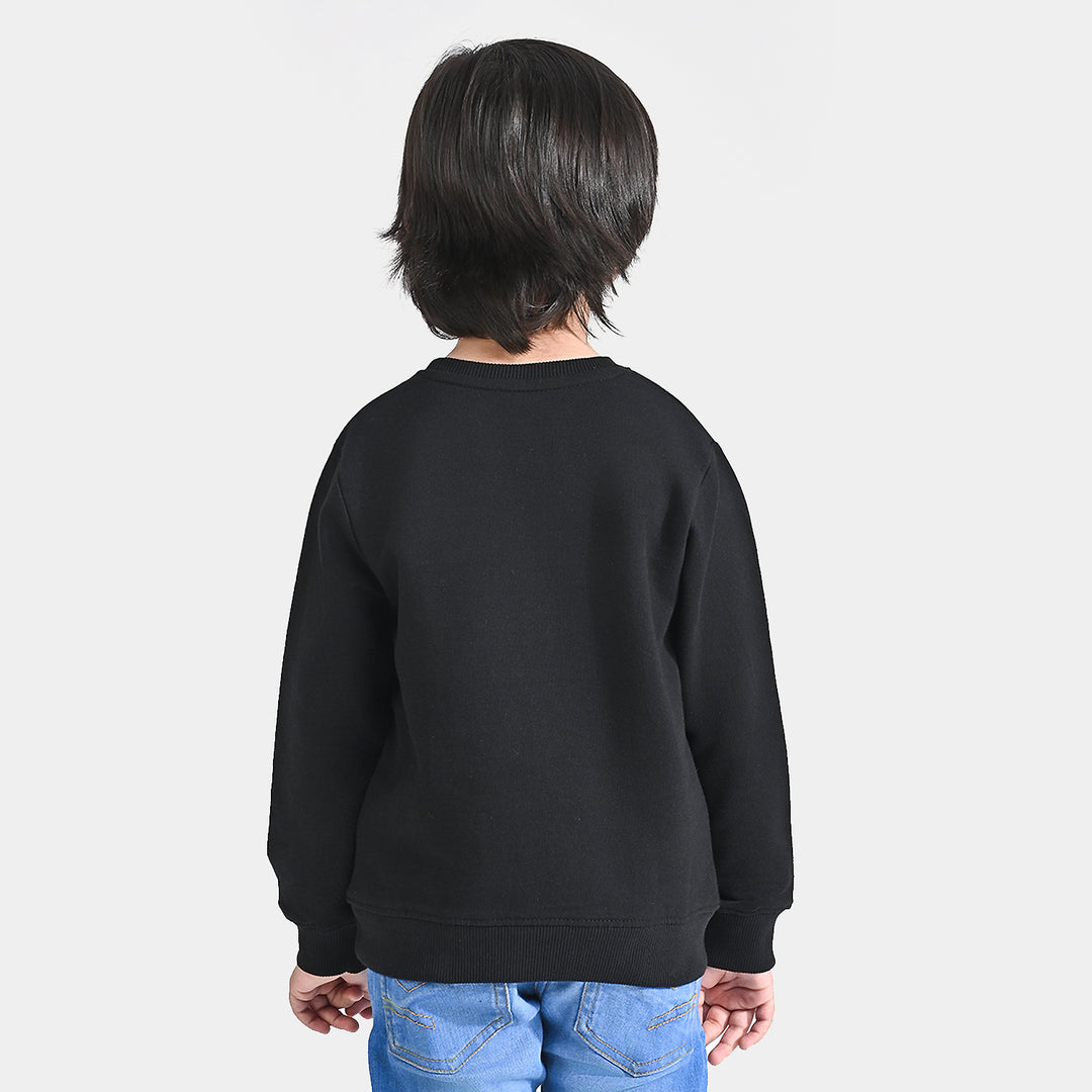 Boys Cotton Terry Sweatshirt-Jet Black