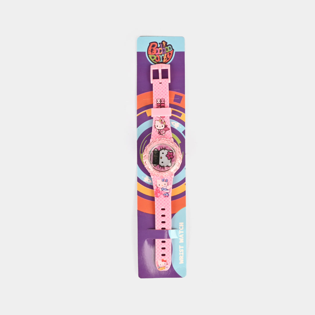 Girls Character Watch Round Dial With Light