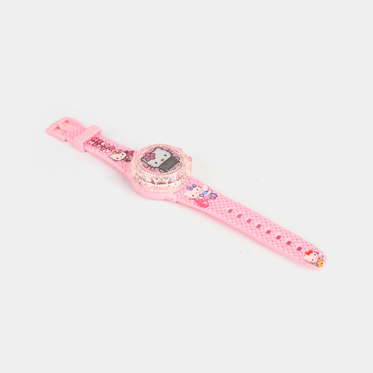 Girls Character Watch Round Dial With Light