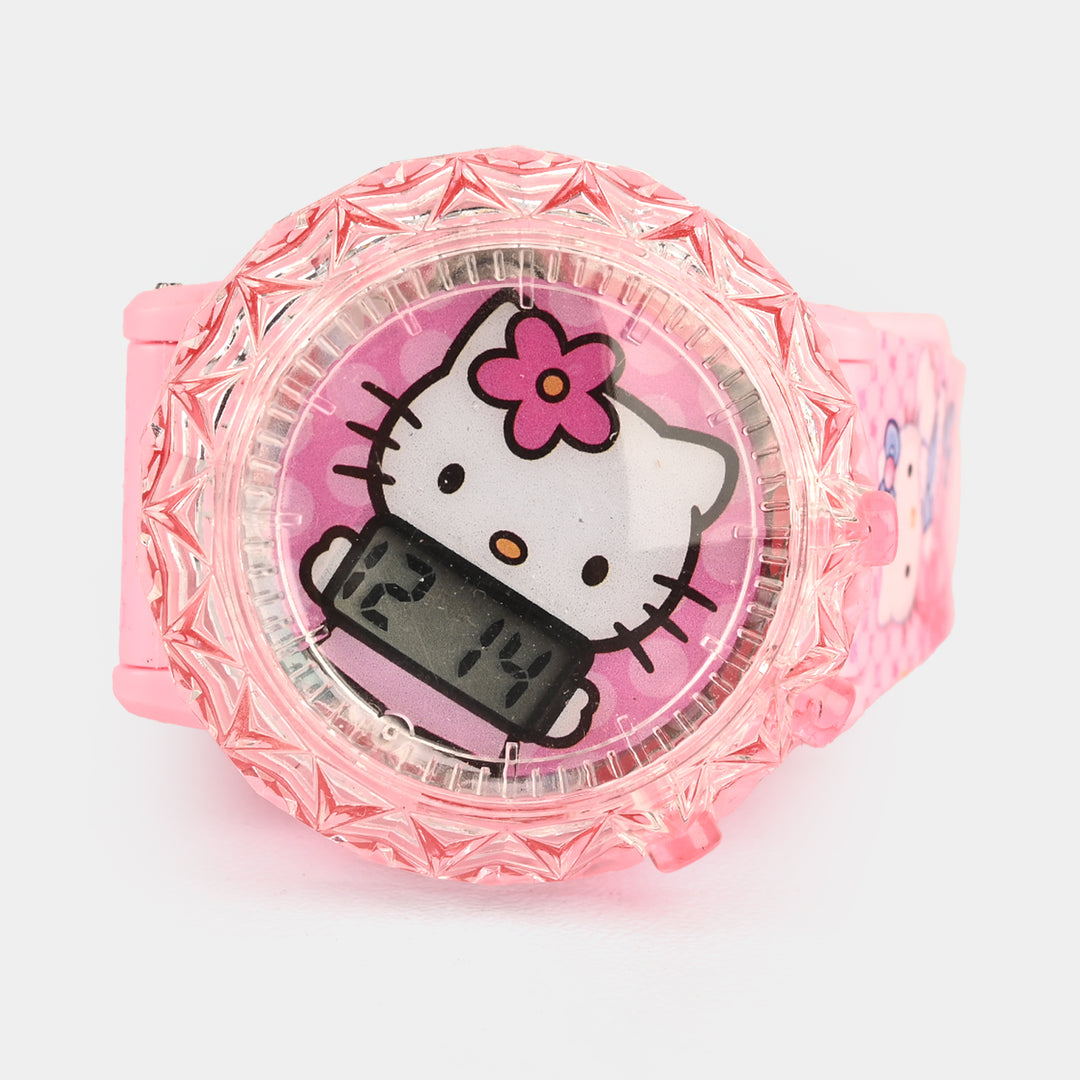 Girls Character Watch Round Dial With Light