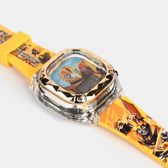 Boys Character Wristwatch Square Golden Border With Light & Sound