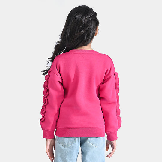 Girls Fleece Sweatshirt-Pink