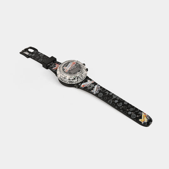 Kids Round Dial Spinning Wrist Watch with Light & Sound