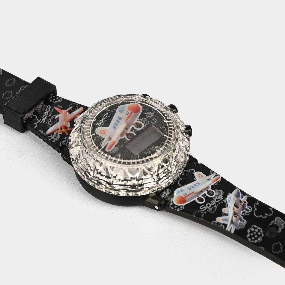 Kids Round Dial Spinning Wrist Watch with Light & Sound