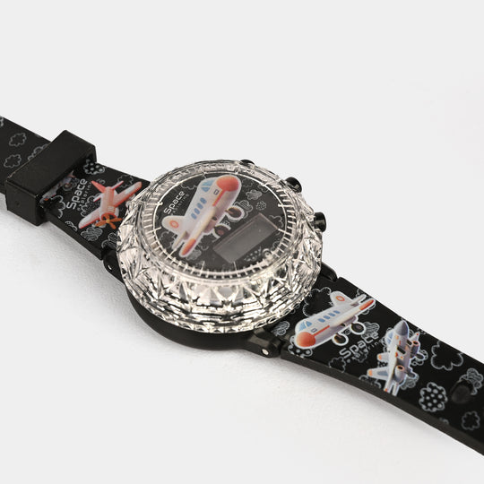 Kids Round Dial Spinning Wrist Watch with Light & Sound