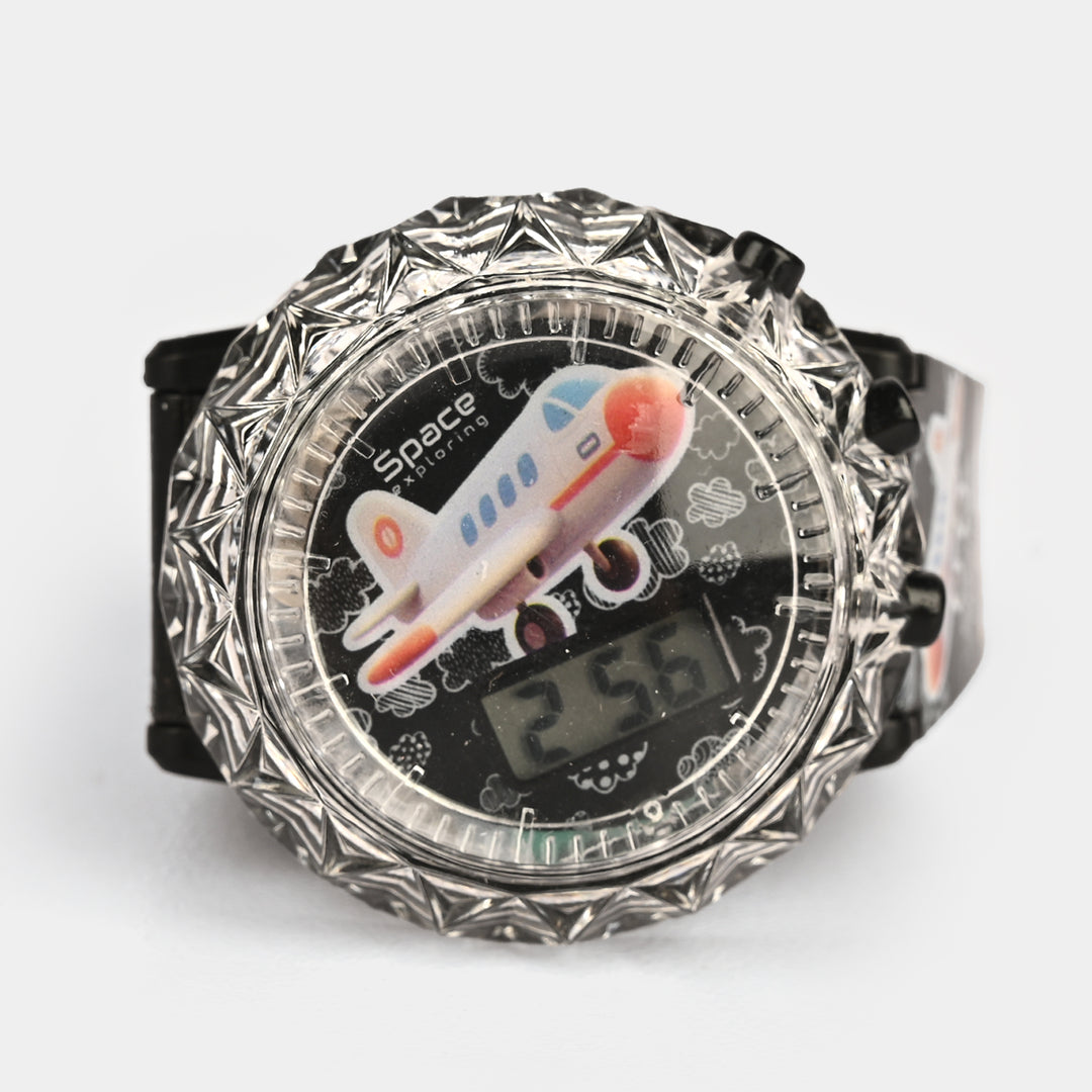 Kids Round Dial Spinning Wrist Watch with Light & Sound