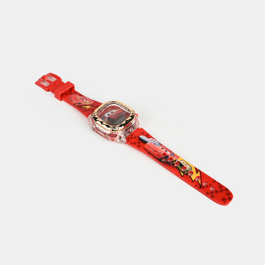 Boys Character Wristwatch Square Golden Border With Light & Sound