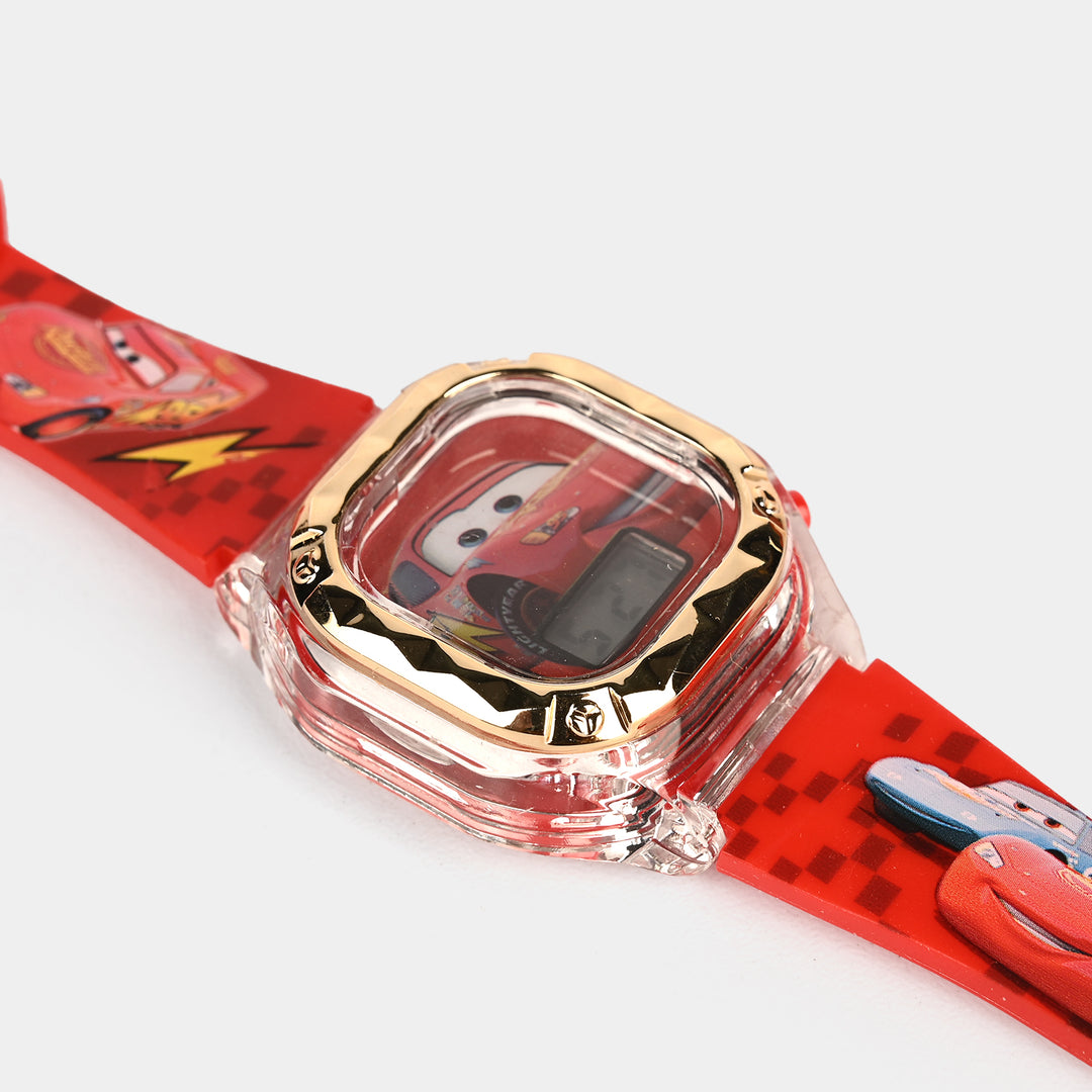 Boys Character Wristwatch Square Golden Border With Light & Sound