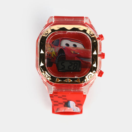 Boys Character Wristwatch Square Golden Border With Light & Sound