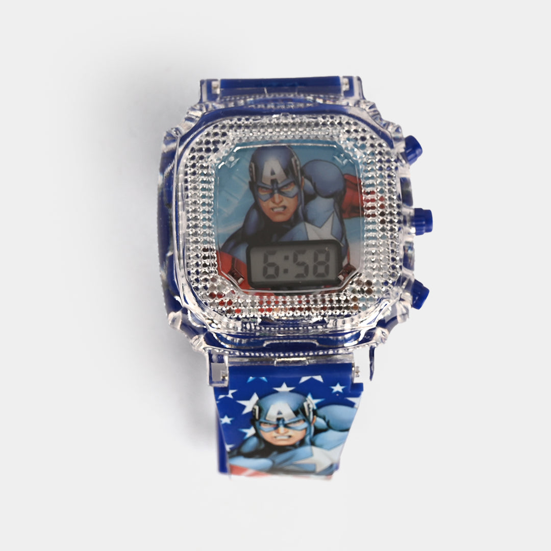 Boys Character Wristwatch Square Dial With Light & Sound