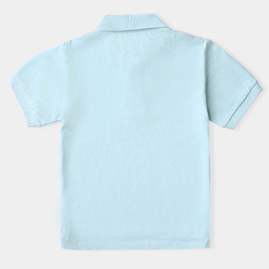 Boys Cotton PK Polo The Palm-Sky Blue