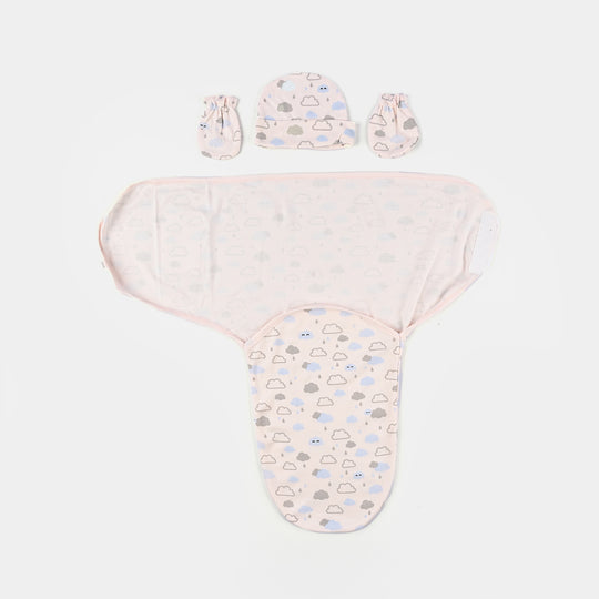 Baby Swaddle with Cap & Mittens Set