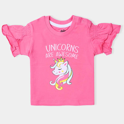 Infant Girls Cotton Jersey T-Shirt Character-Pink
