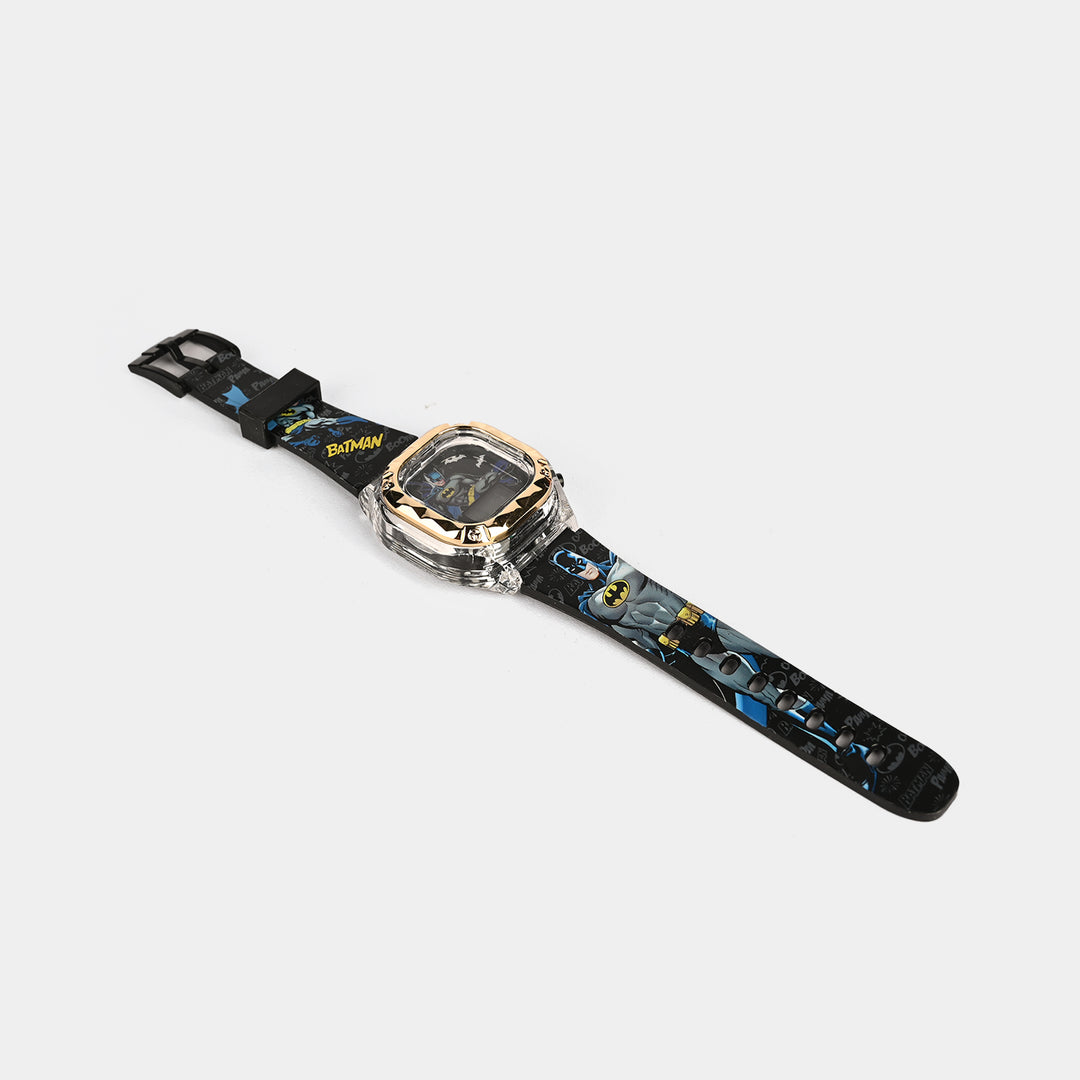 Boys Character Wristwatch Square Golden Border With Light & Sound