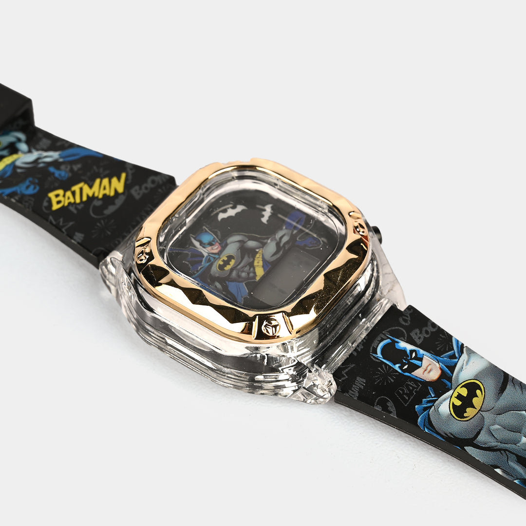 Boys Character Wristwatch Square Golden Border With Light & Sound