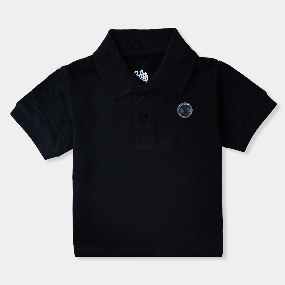 Infant Boys Cotton PK Polo Basic-Jet Black