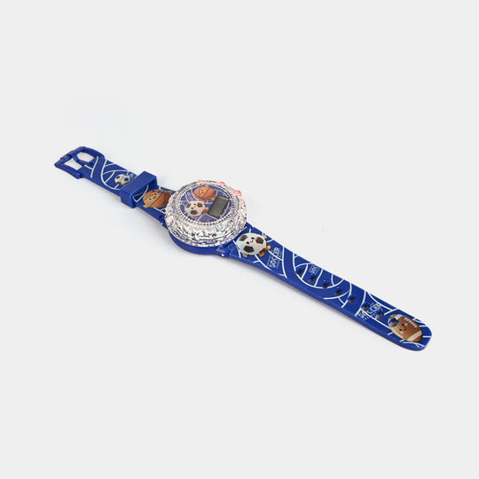 Kids Round Dial Spinning Wrist Watch with Light & Sound