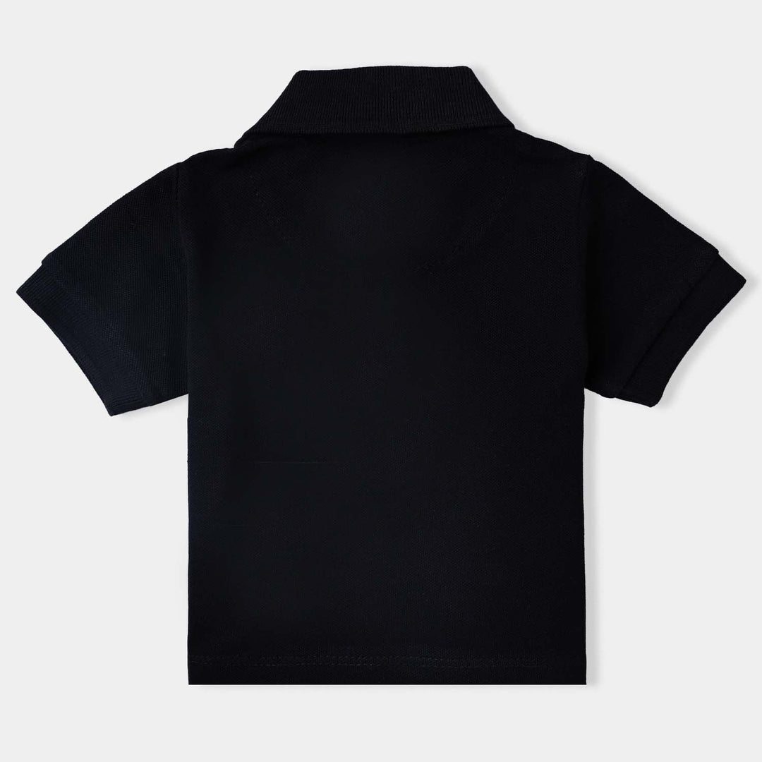 Infant Boys Cotton PK Polo Basic-Jet Black