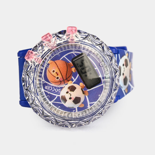 Kids Round Dial Spinning Wrist Watch with Light & Sound