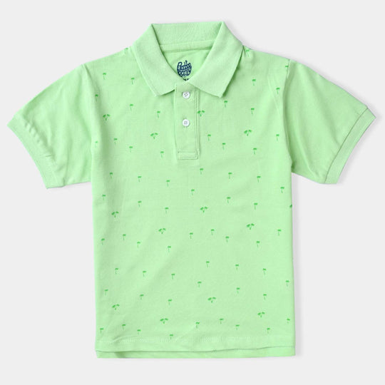 Boys Cotton PK Polo The Palm-P.Green