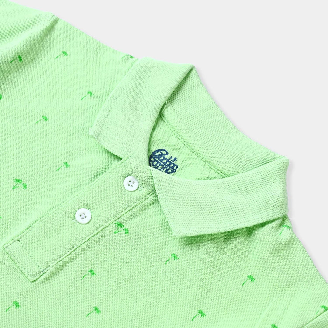 Boys Cotton PK Polo The Palm-P.Green