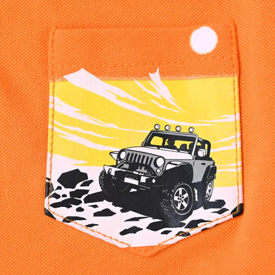 Boys Cotton PK Polo Jeep-Orange