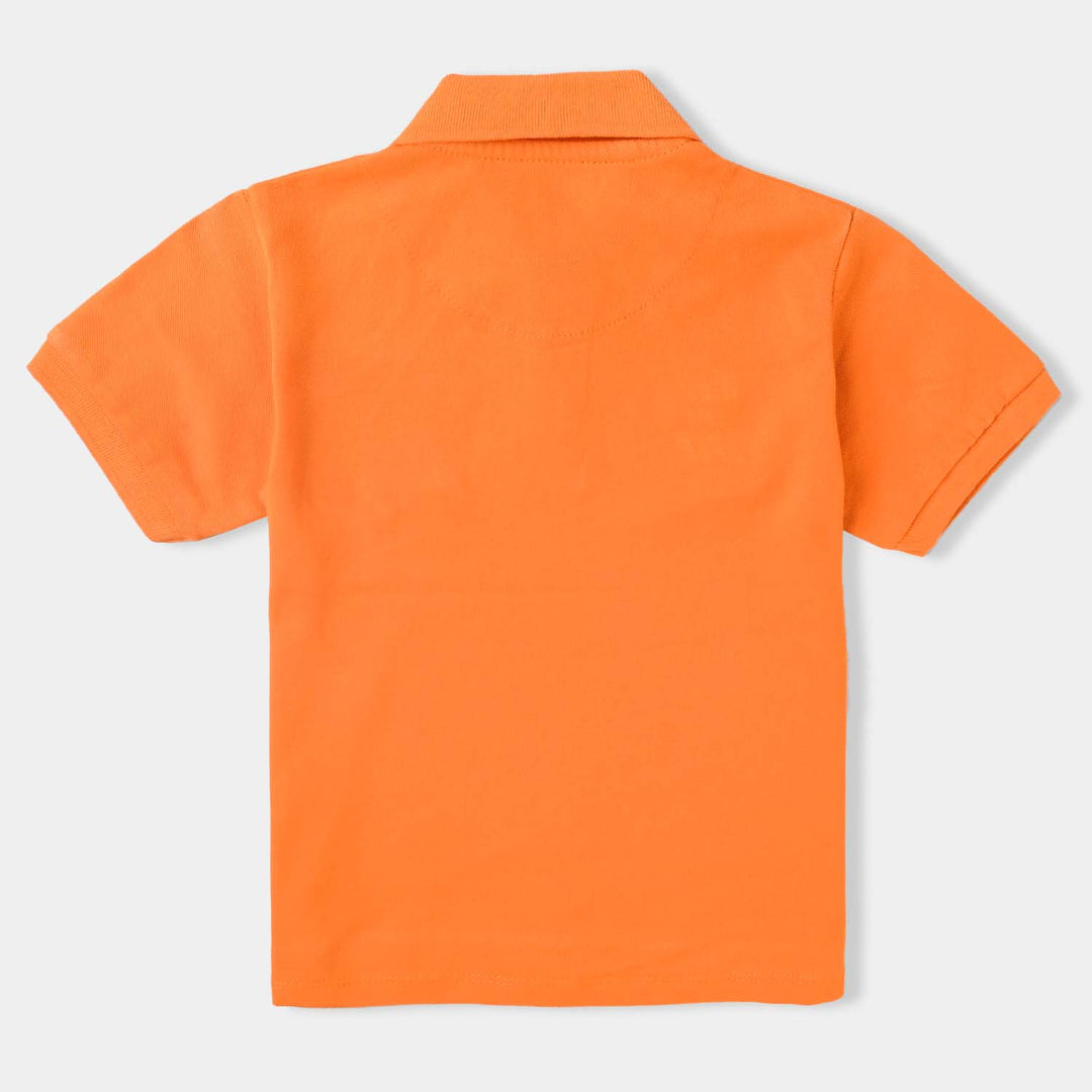 Boys Cotton PK Polo Jeep-Orange