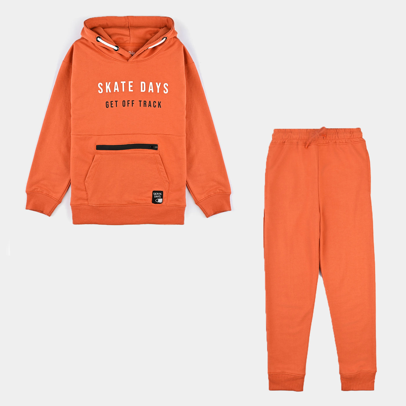 Boys Cotton Terry 2 Piece Suit Skate Days-Orange