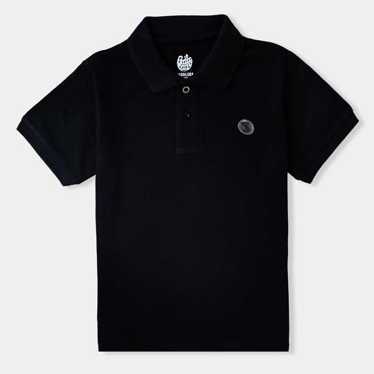 Boys Cotton PK Polo Basic-Jet Black