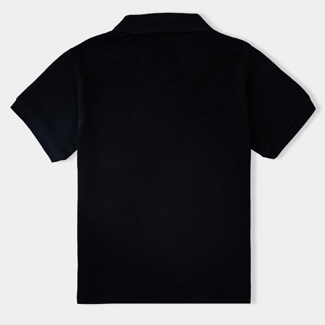 Boys Cotton PK Polo Basic-Jet Black