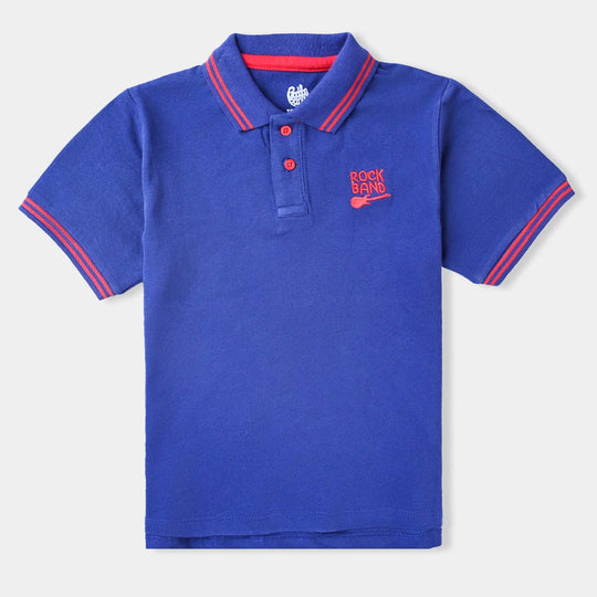 Boys Cotton PK Polo Rock Band-Blue