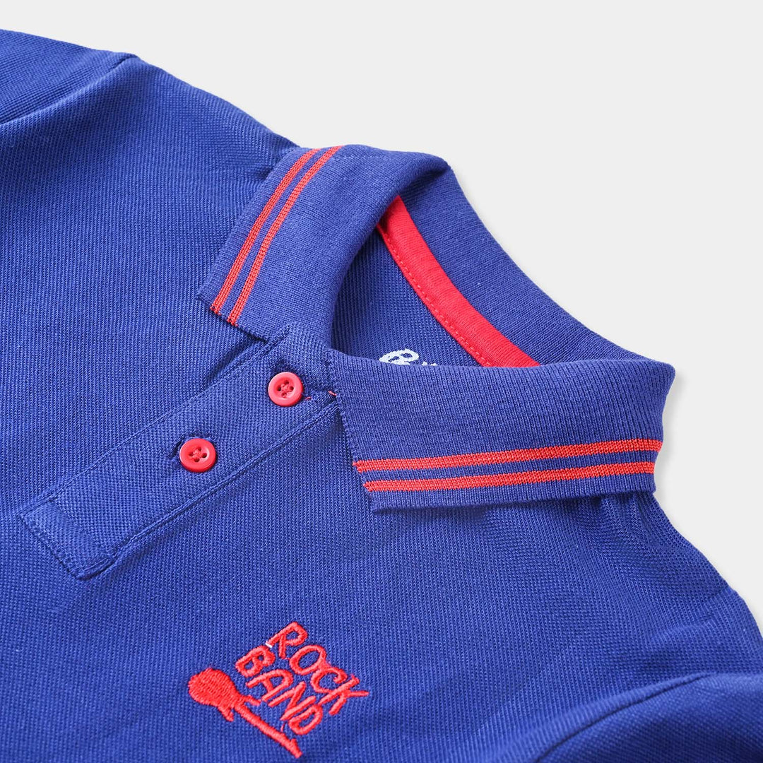 Boys Cotton PK Polo Rock Band-Blue