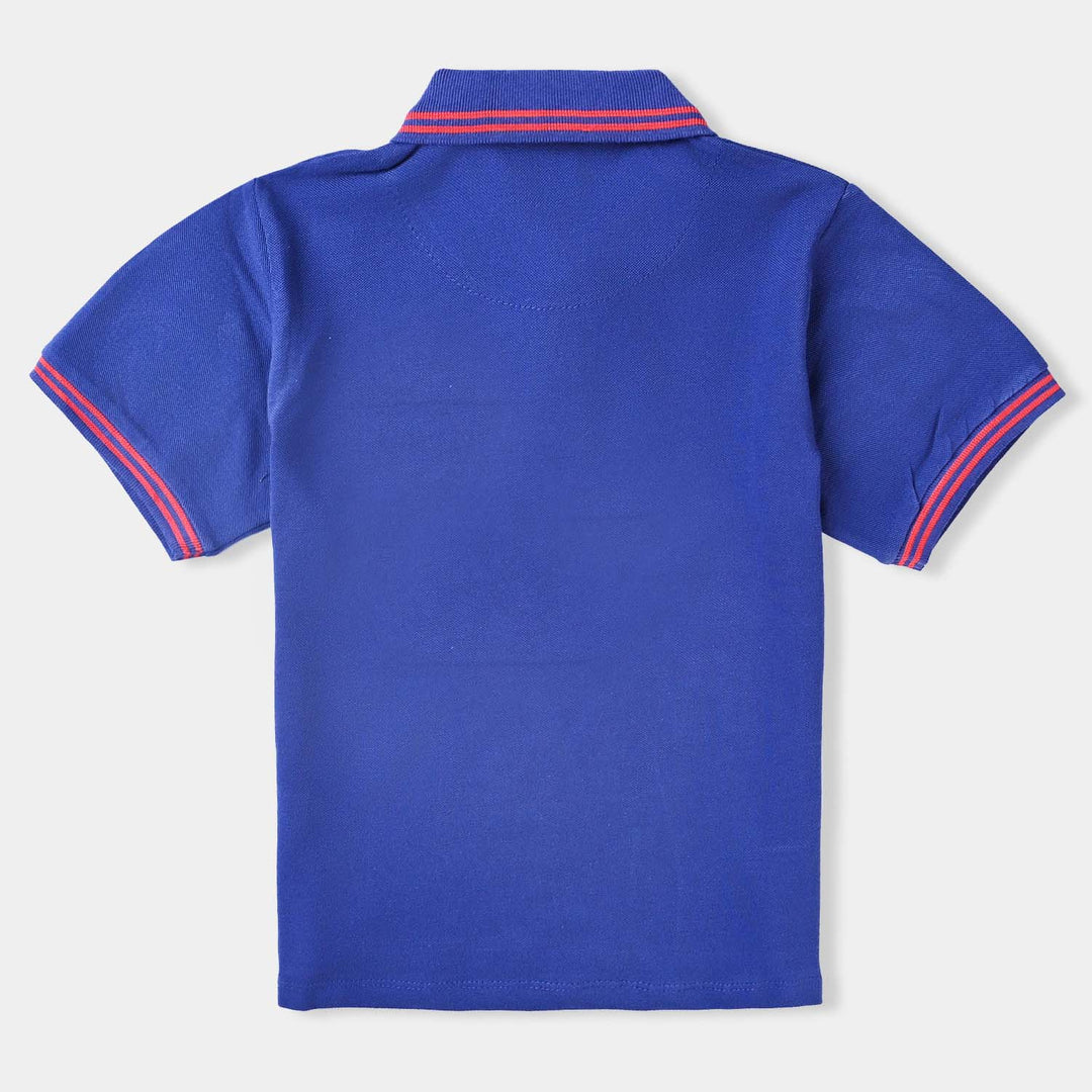 Boys Cotton PK Polo Rock Band-Blue