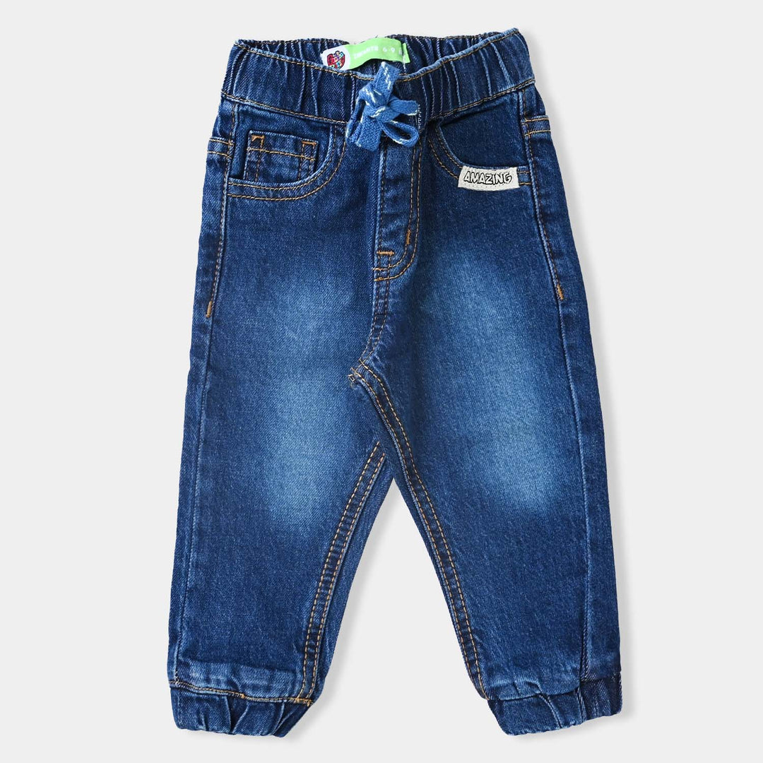 Infant Boys Denim Stretch Pant Basic Jogger-DARK BLUE