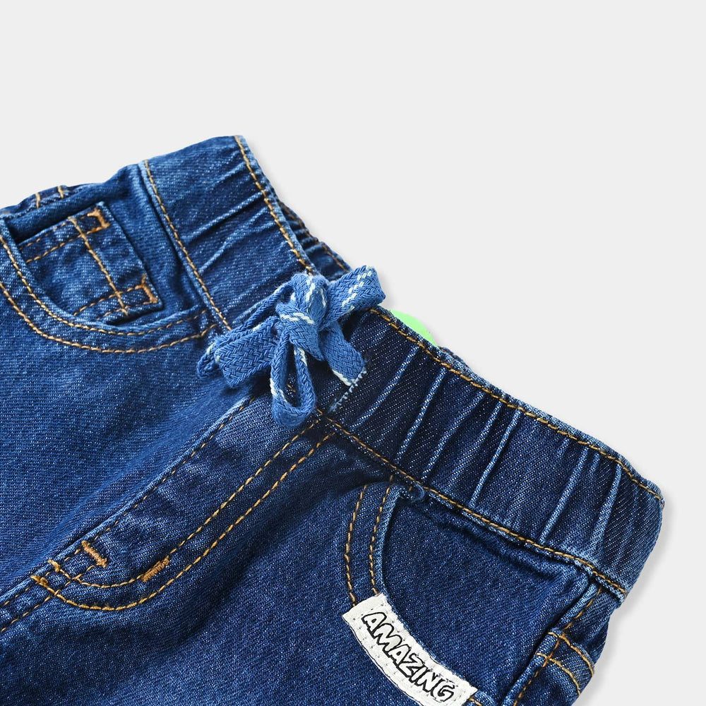 Infant Boys Denim Stretch Pant Basic Jogger-DARK BLUE