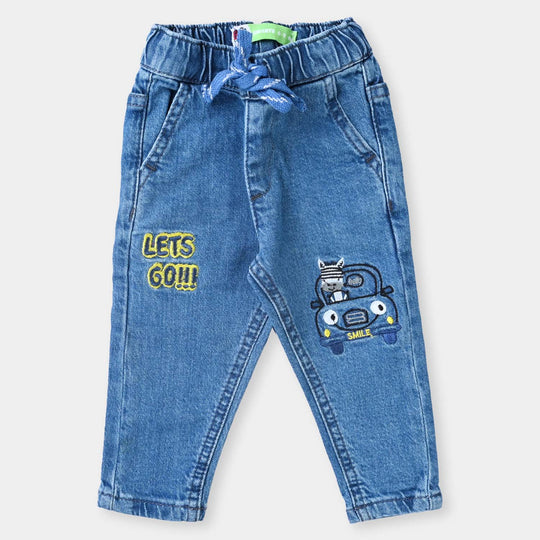 Infant Boys Denim Stretch Pant Lets Go-LT.Blue