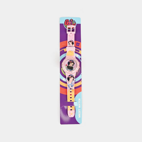 Girls Character Watch Round Dial With Light