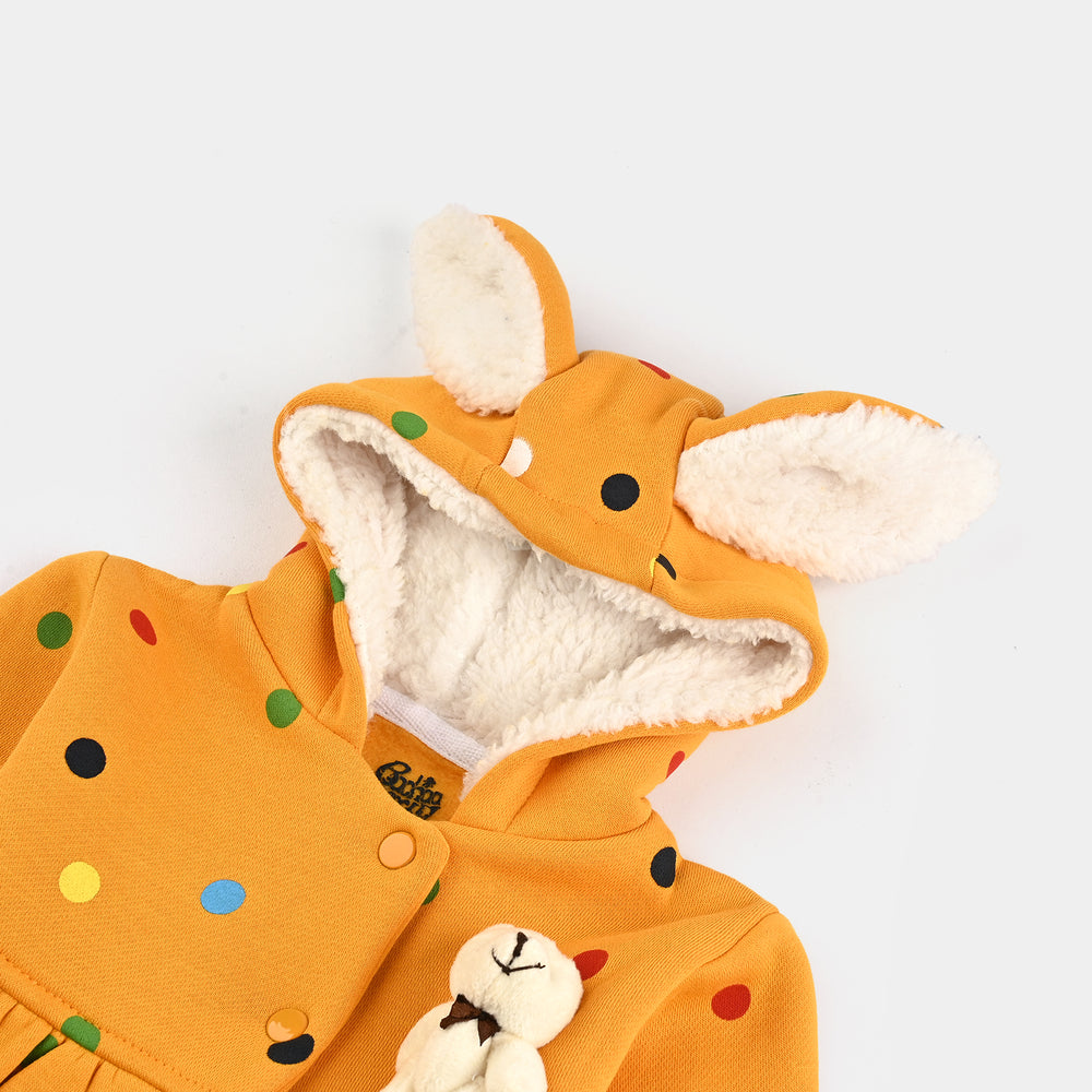 Infant Girls Fleece Knitted Jacket Rabbit-Yellow